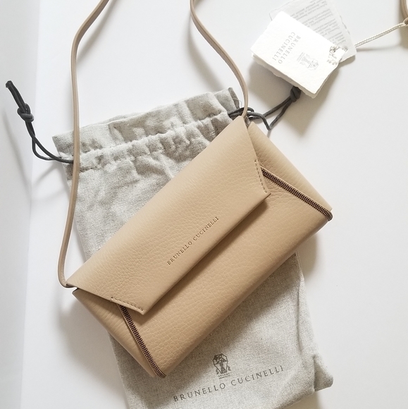 Brunello Cucinelli Leather Wallet-On-Strap Sand - Picture 2 of 16